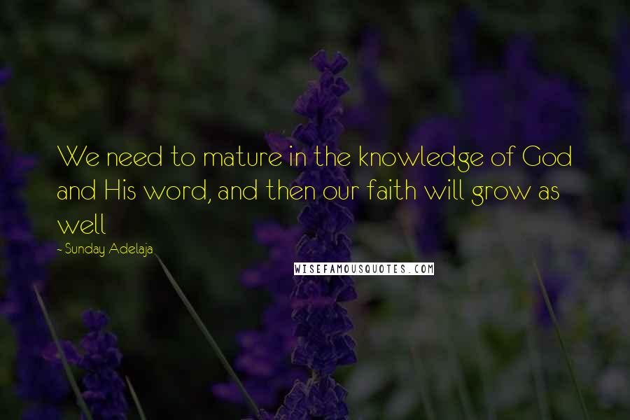 Sunday Adelaja Quotes: We need to mature in the knowledge of God and His word, and then our faith will grow as well