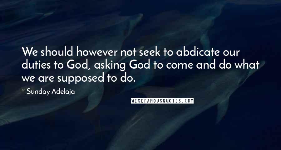 Sunday Adelaja Quotes: We should however not seek to abdicate our duties to God, asking God to come and do what we are supposed to do.