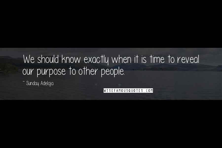 Sunday Adelaja Quotes: We should know exactly when it is time to reveal our purpose to other people.