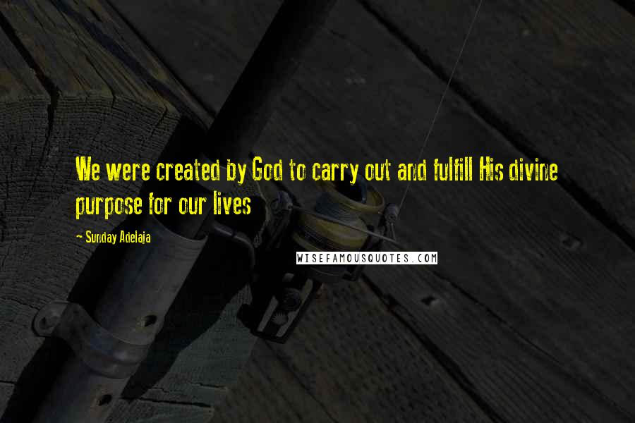 Sunday Adelaja Quotes: We were created by God to carry out and fulfill His divine purpose for our lives