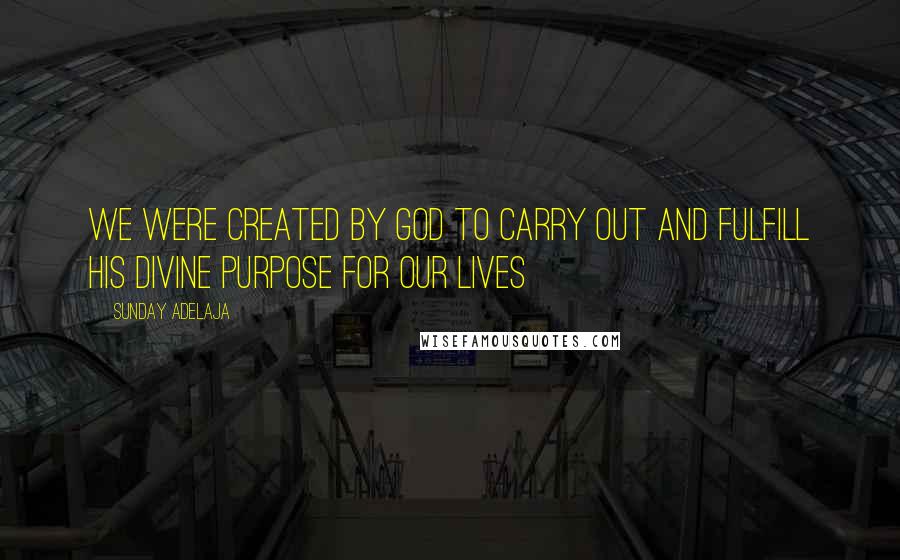 Sunday Adelaja Quotes: We were created by God to carry out and fulfill His divine purpose for our lives