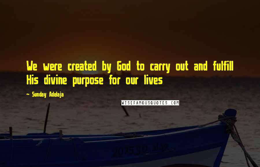 Sunday Adelaja Quotes: We were created by God to carry out and fulfill His divine purpose for our lives