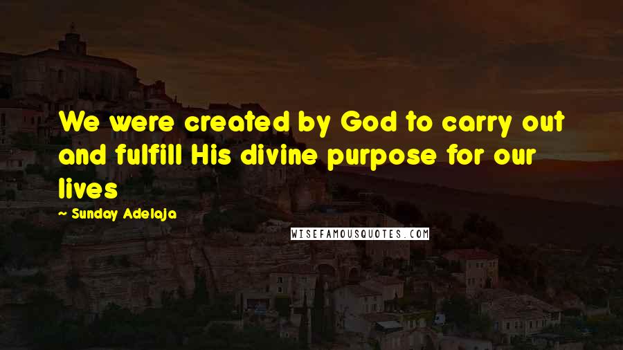 Sunday Adelaja Quotes: We were created by God to carry out and fulfill His divine purpose for our lives