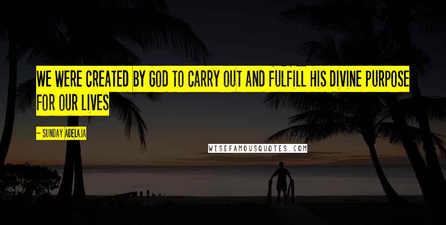 Sunday Adelaja Quotes: We were created by God to carry out and fulfill His divine purpose for our lives