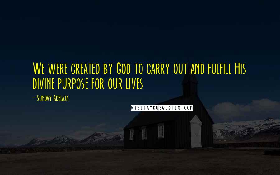 Sunday Adelaja Quotes: We were created by God to carry out and fulfill His divine purpose for our lives
