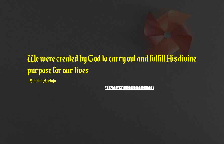 Sunday Adelaja Quotes: We were created by God to carry out and fulfill His divine purpose for our lives