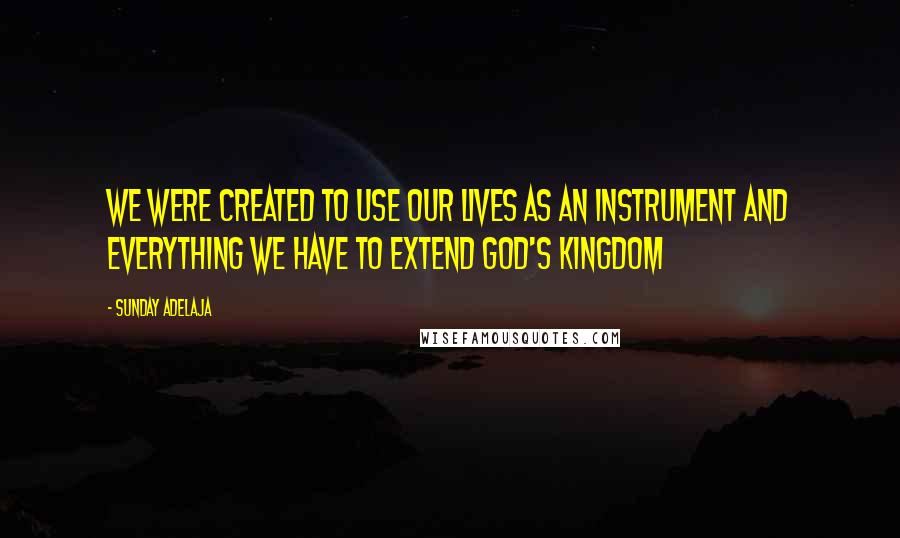 Sunday Adelaja Quotes: We were created to use our lives as an instrument and everything we have to extend God's Kingdom