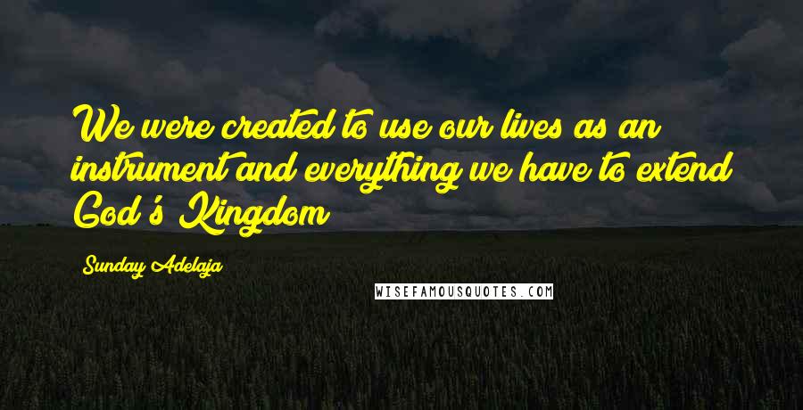 Sunday Adelaja Quotes: We were created to use our lives as an instrument and everything we have to extend God's Kingdom