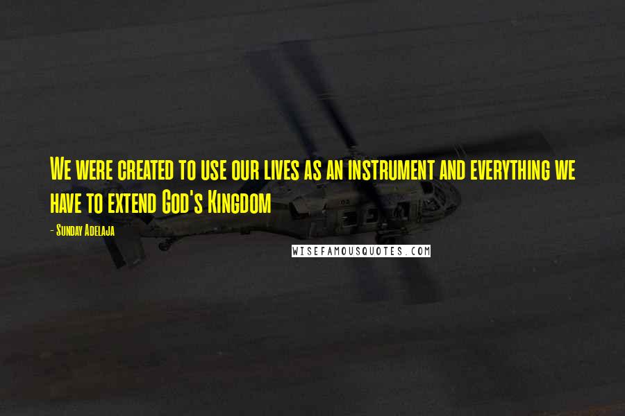 Sunday Adelaja Quotes: We were created to use our lives as an instrument and everything we have to extend God's Kingdom