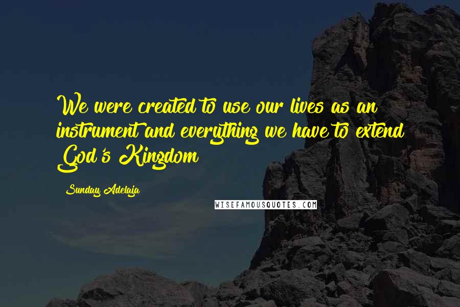 Sunday Adelaja Quotes: We were created to use our lives as an instrument and everything we have to extend God's Kingdom