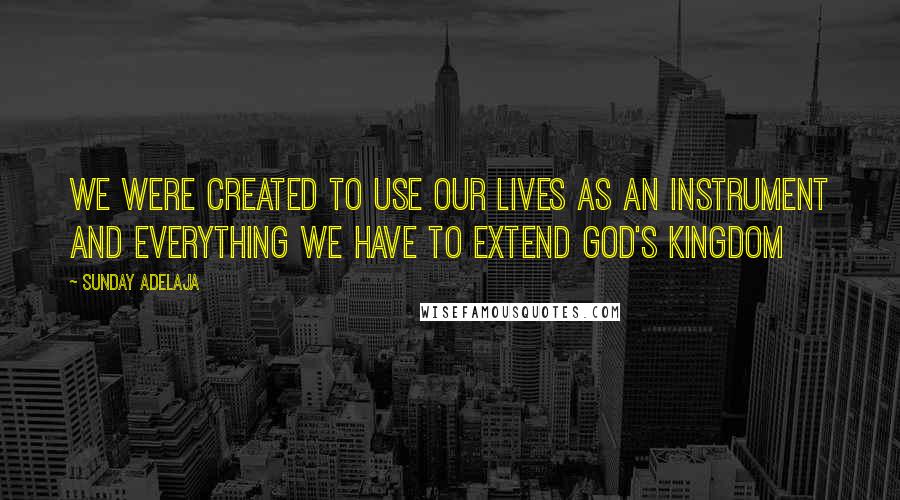 Sunday Adelaja Quotes: We were created to use our lives as an instrument and everything we have to extend God's Kingdom