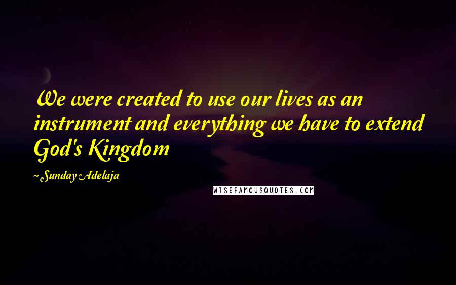 Sunday Adelaja Quotes: We were created to use our lives as an instrument and everything we have to extend God's Kingdom