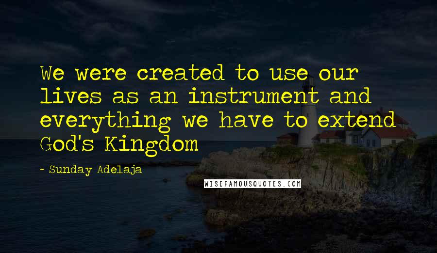 Sunday Adelaja Quotes: We were created to use our lives as an instrument and everything we have to extend God's Kingdom