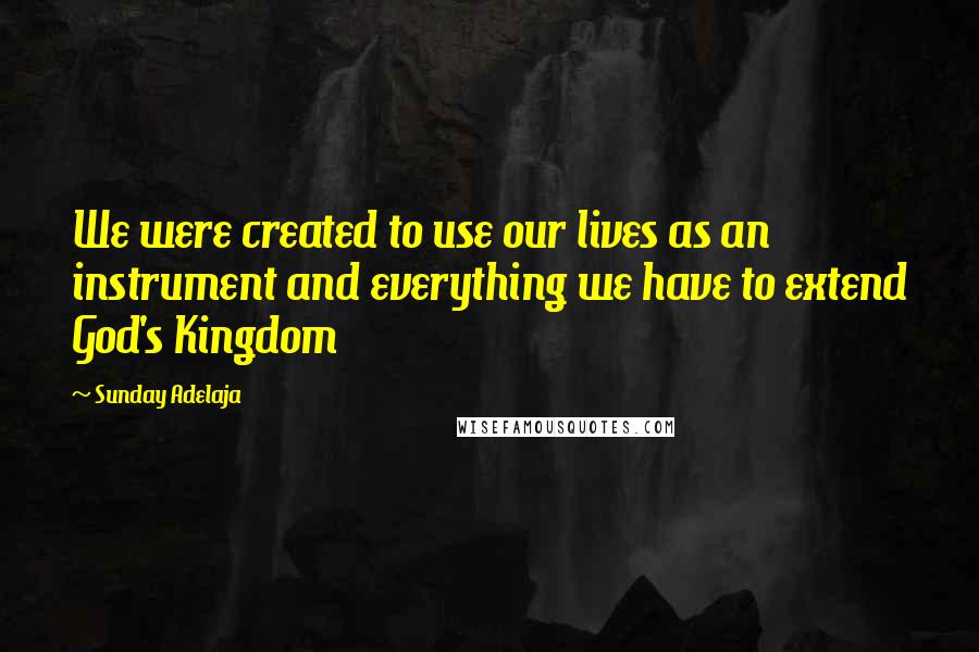 Sunday Adelaja Quotes: We were created to use our lives as an instrument and everything we have to extend God's Kingdom