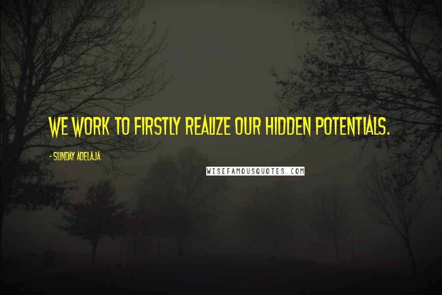 Sunday Adelaja Quotes: We work to firstly realize our hidden potentials.