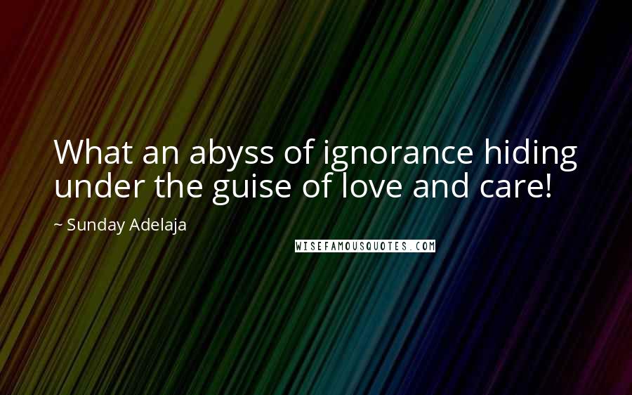 Sunday Adelaja Quotes: What an abyss of ignorance hiding under the guise of love and care!