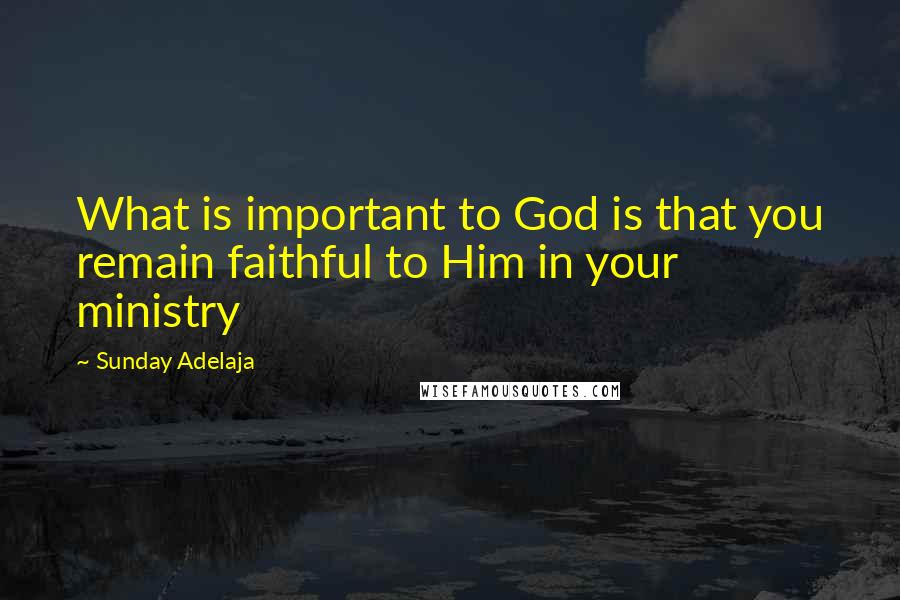 Sunday Adelaja Quotes: What is important to God is that you remain faithful to Him in your ministry