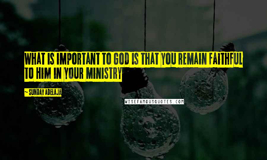 Sunday Adelaja Quotes: What is important to God is that you remain faithful to Him in your ministry