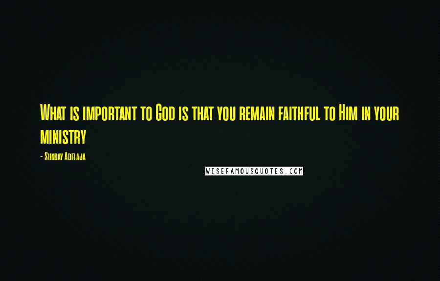 Sunday Adelaja Quotes: What is important to God is that you remain faithful to Him in your ministry