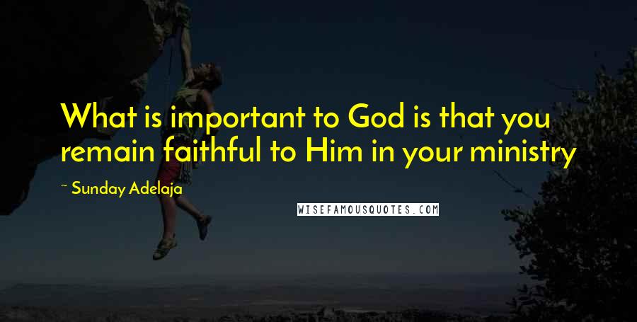 Sunday Adelaja Quotes: What is important to God is that you remain faithful to Him in your ministry