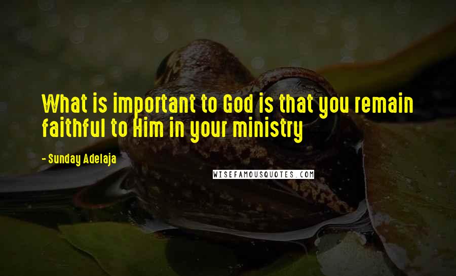 Sunday Adelaja Quotes: What is important to God is that you remain faithful to Him in your ministry