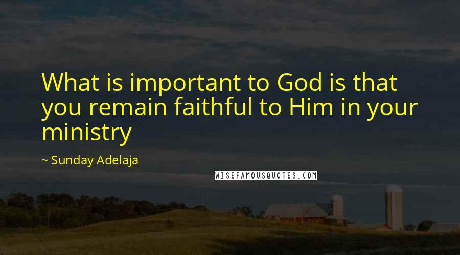 Sunday Adelaja Quotes: What is important to God is that you remain faithful to Him in your ministry