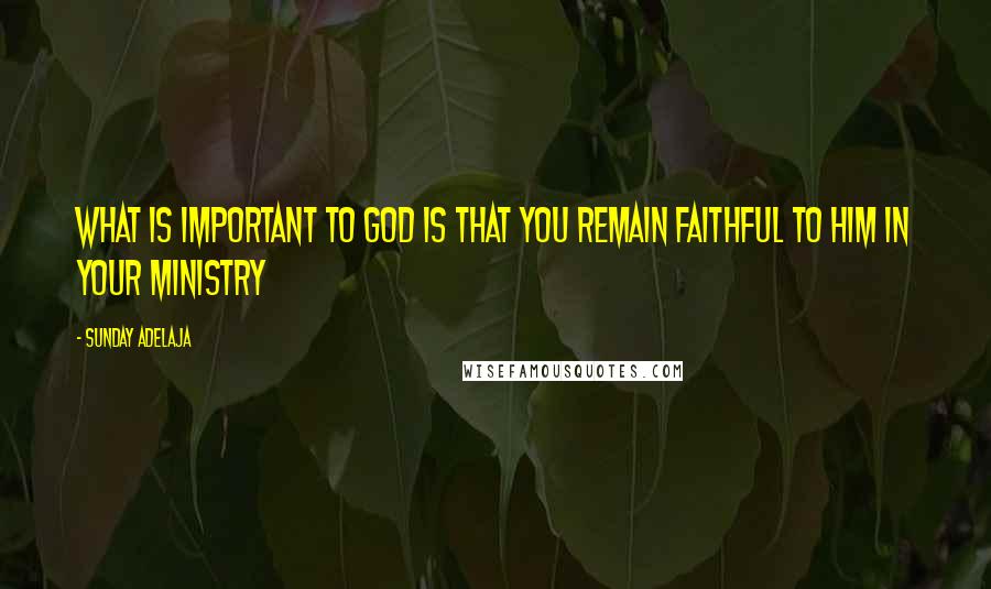 Sunday Adelaja Quotes: What is important to God is that you remain faithful to Him in your ministry