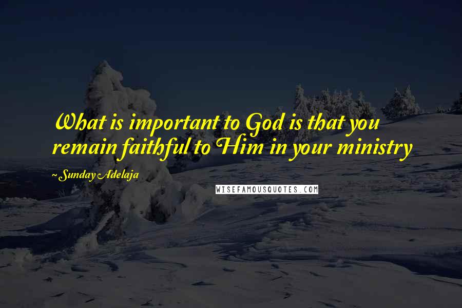 Sunday Adelaja Quotes: What is important to God is that you remain faithful to Him in your ministry