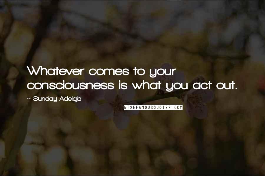 Sunday Adelaja Quotes: Whatever comes to your consciousness is what you act out.