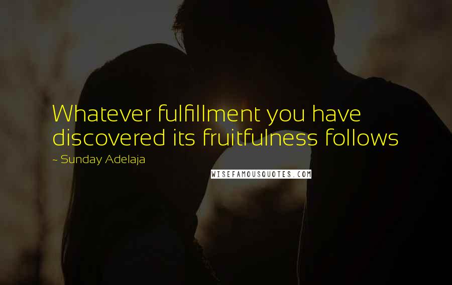 Sunday Adelaja Quotes: Whatever fulfillment you have discovered its fruitfulness follows