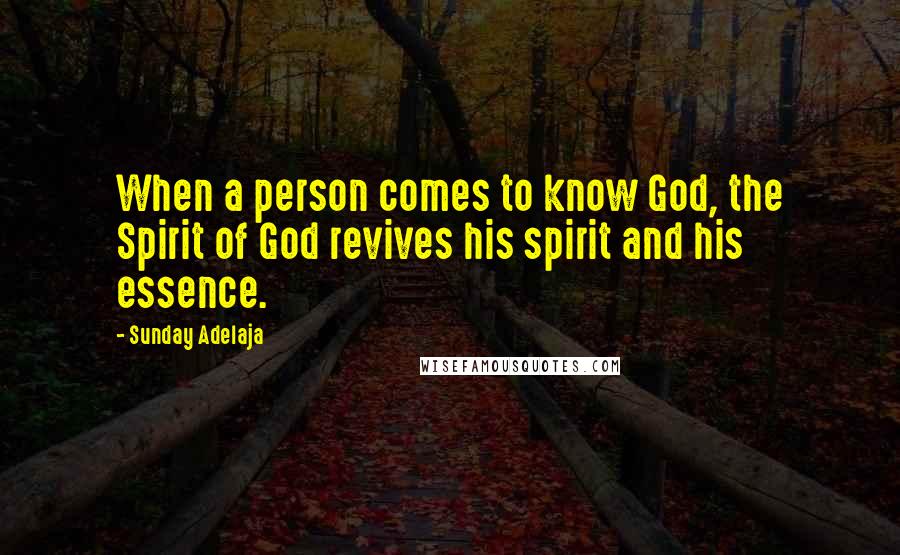 Sunday Adelaja Quotes: When a person comes to know God, the Spirit of God revives his spirit and his essence.