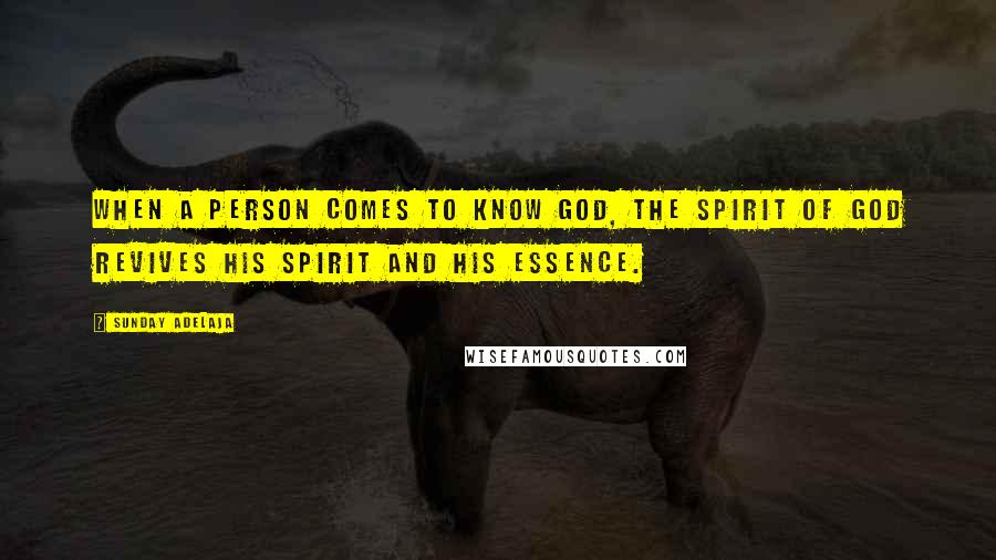 Sunday Adelaja Quotes: When a person comes to know God, the Spirit of God revives his spirit and his essence.
