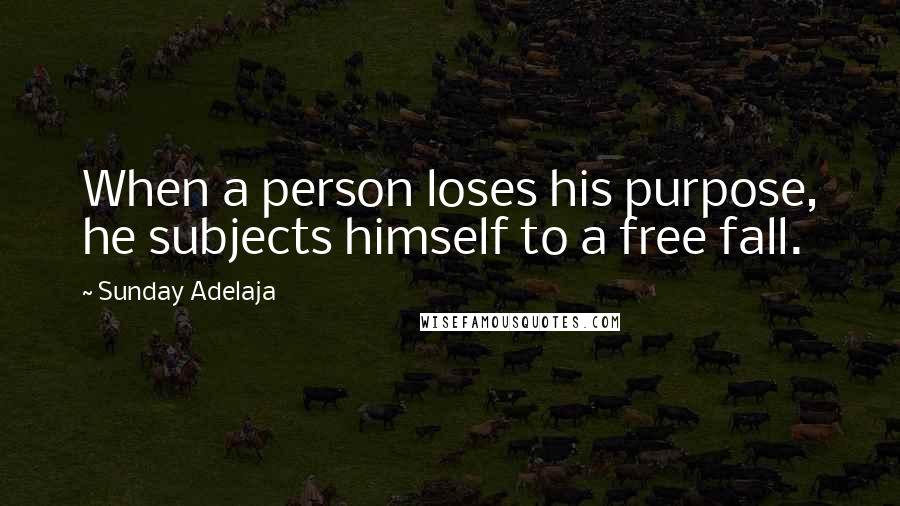 Sunday Adelaja Quotes: When a person loses his purpose, he subjects himself to a free fall.