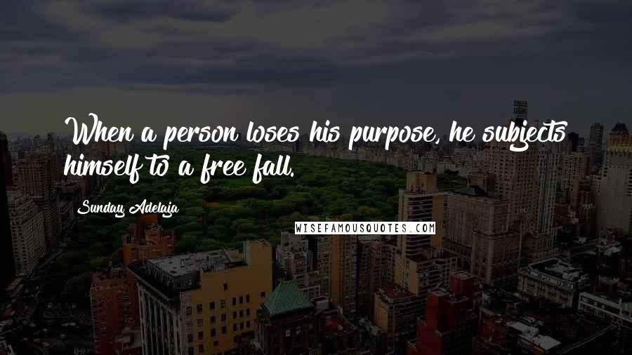 Sunday Adelaja Quotes: When a person loses his purpose, he subjects himself to a free fall.