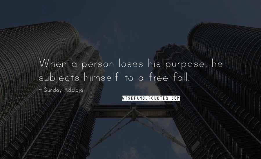 Sunday Adelaja Quotes: When a person loses his purpose, he subjects himself to a free fall.