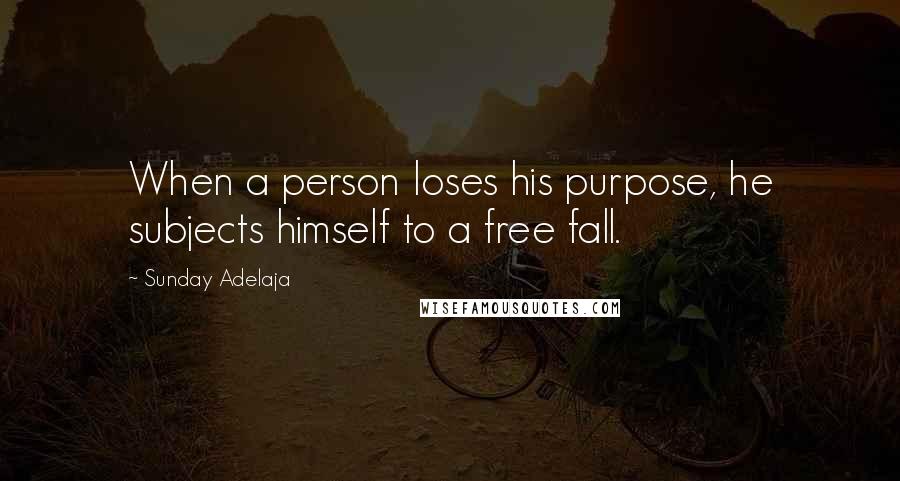 Sunday Adelaja Quotes: When a person loses his purpose, he subjects himself to a free fall.