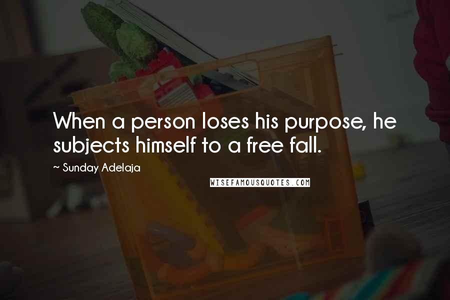 Sunday Adelaja Quotes: When a person loses his purpose, he subjects himself to a free fall.