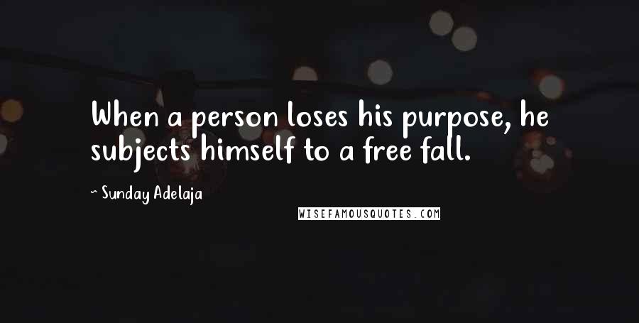 Sunday Adelaja Quotes: When a person loses his purpose, he subjects himself to a free fall.