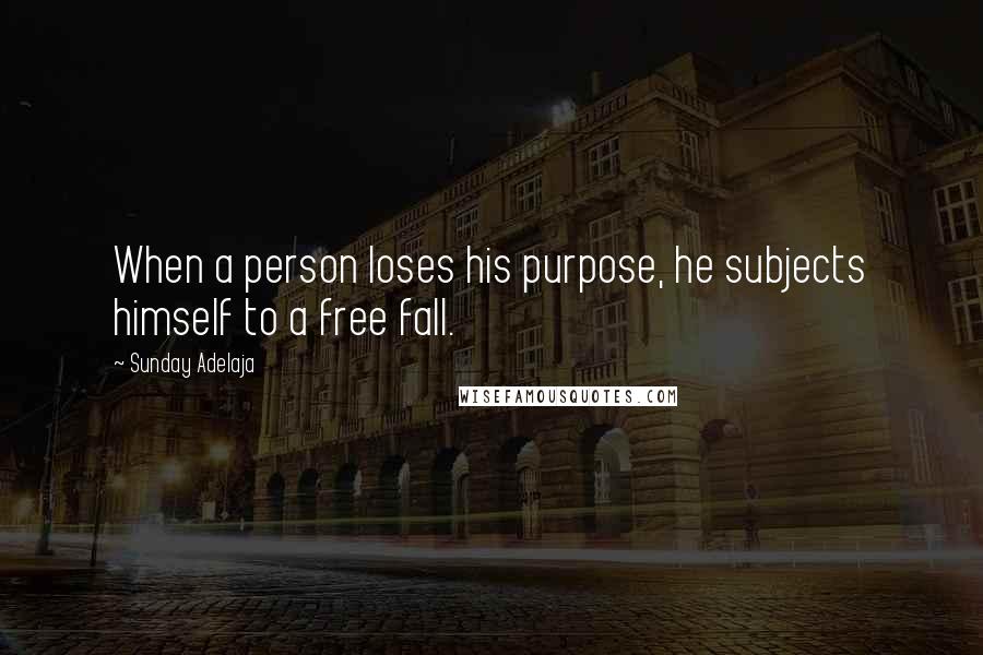 Sunday Adelaja Quotes: When a person loses his purpose, he subjects himself to a free fall.