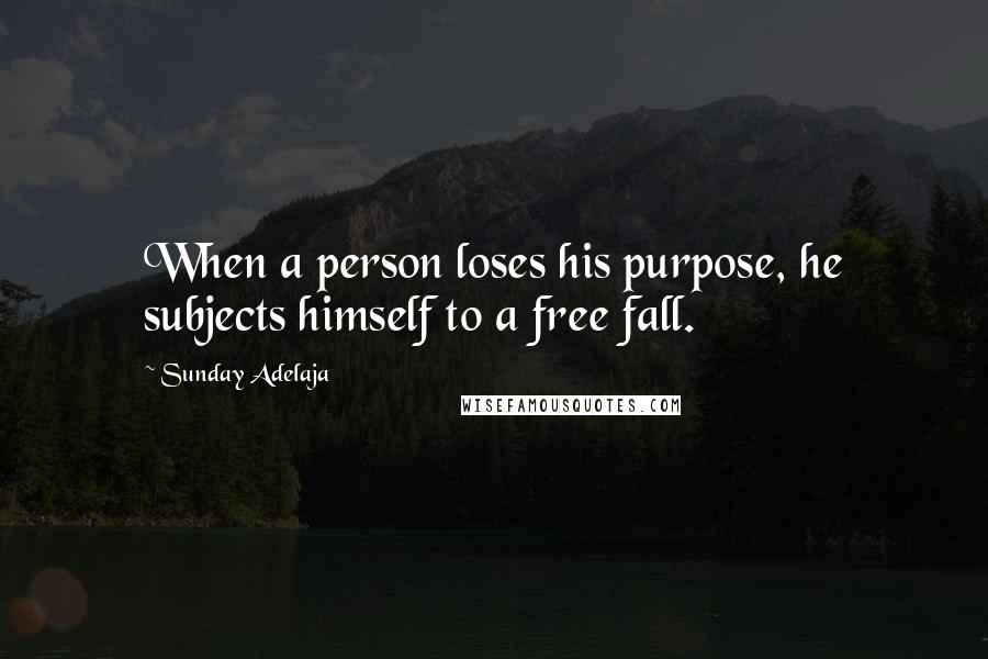 Sunday Adelaja Quotes: When a person loses his purpose, he subjects himself to a free fall.