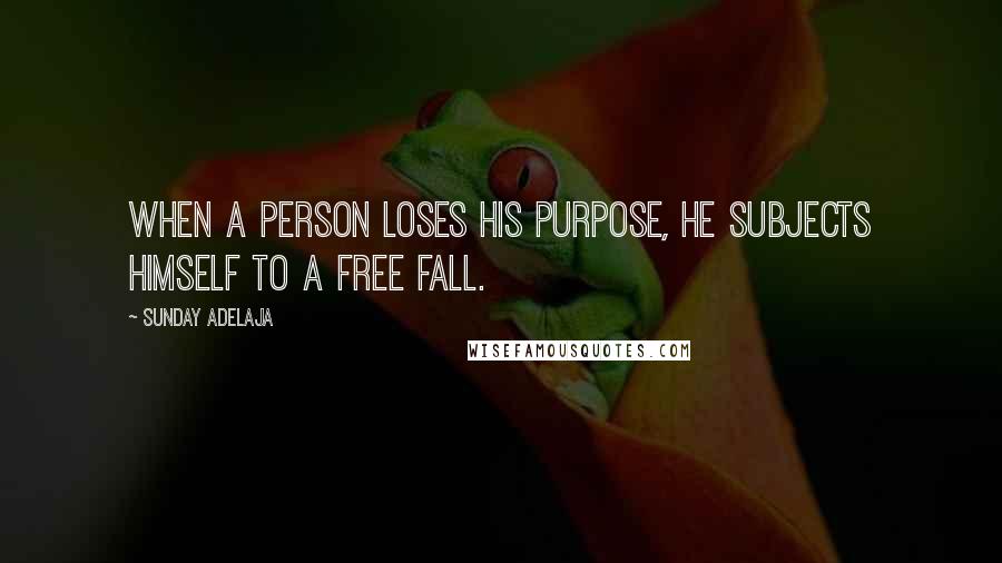 Sunday Adelaja Quotes: When a person loses his purpose, he subjects himself to a free fall.