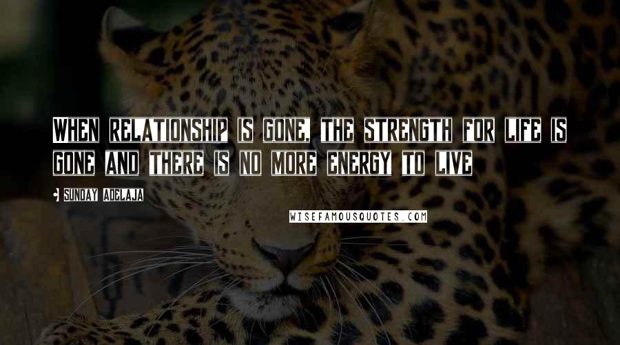 Sunday Adelaja Quotes: When relationship is gone, the strength for life is gone and there is no more energy to live