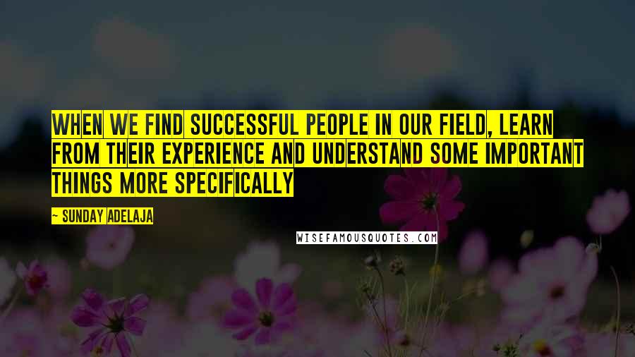 Sunday Adelaja Quotes: When we find successful people in our field, learn from their experience and understand some important things more specifically