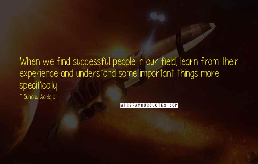 Sunday Adelaja Quotes: When we find successful people in our field, learn from their experience and understand some important things more specifically
