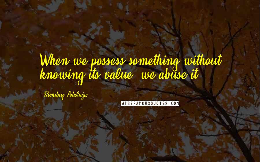 Sunday Adelaja Quotes: When we possess something without knowing its value, we abuse it.