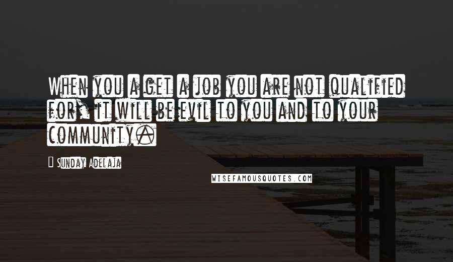 Sunday Adelaja Quotes: When you a get a job you are not qualified for, it will be evil to you and to your community.