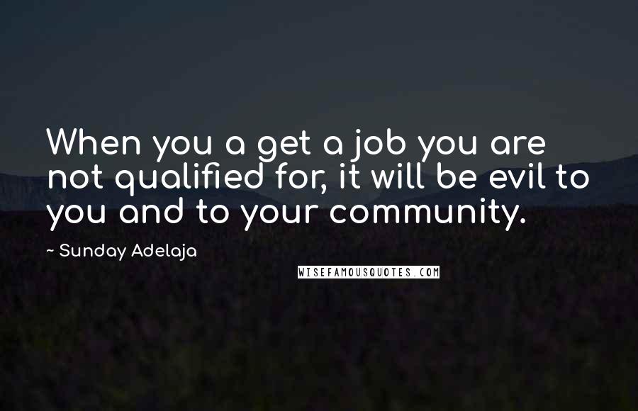 Sunday Adelaja Quotes: When you a get a job you are not qualified for, it will be evil to you and to your community.