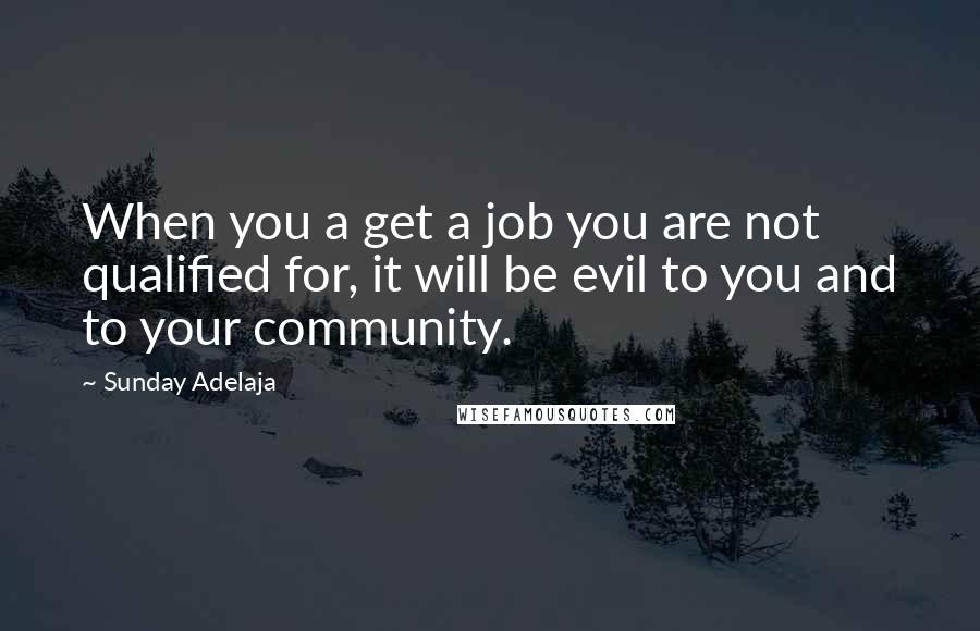 Sunday Adelaja Quotes: When you a get a job you are not qualified for, it will be evil to you and to your community.