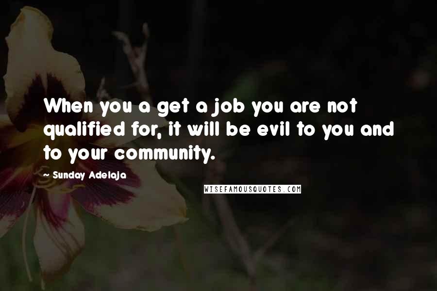 Sunday Adelaja Quotes: When you a get a job you are not qualified for, it will be evil to you and to your community.
