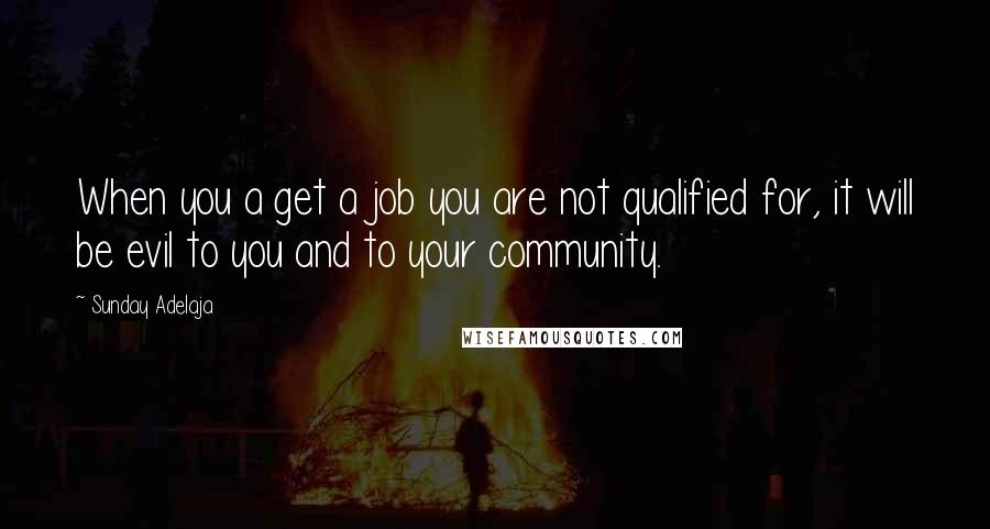 Sunday Adelaja Quotes: When you a get a job you are not qualified for, it will be evil to you and to your community.